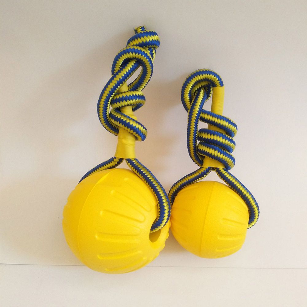 Indestructible Dog Chew Toy - Balle en caoutchouc indestructible jaune 7cm/9cm,