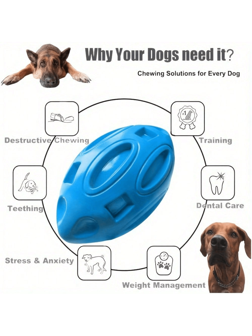 1PC Ballon de rugby indestruct - Indestructible Dog Chew Toy avis et prix